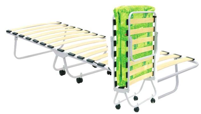 Кровать раскладушка с матрасом на колёсах и ламелях БК-1Л цена от 1948руб